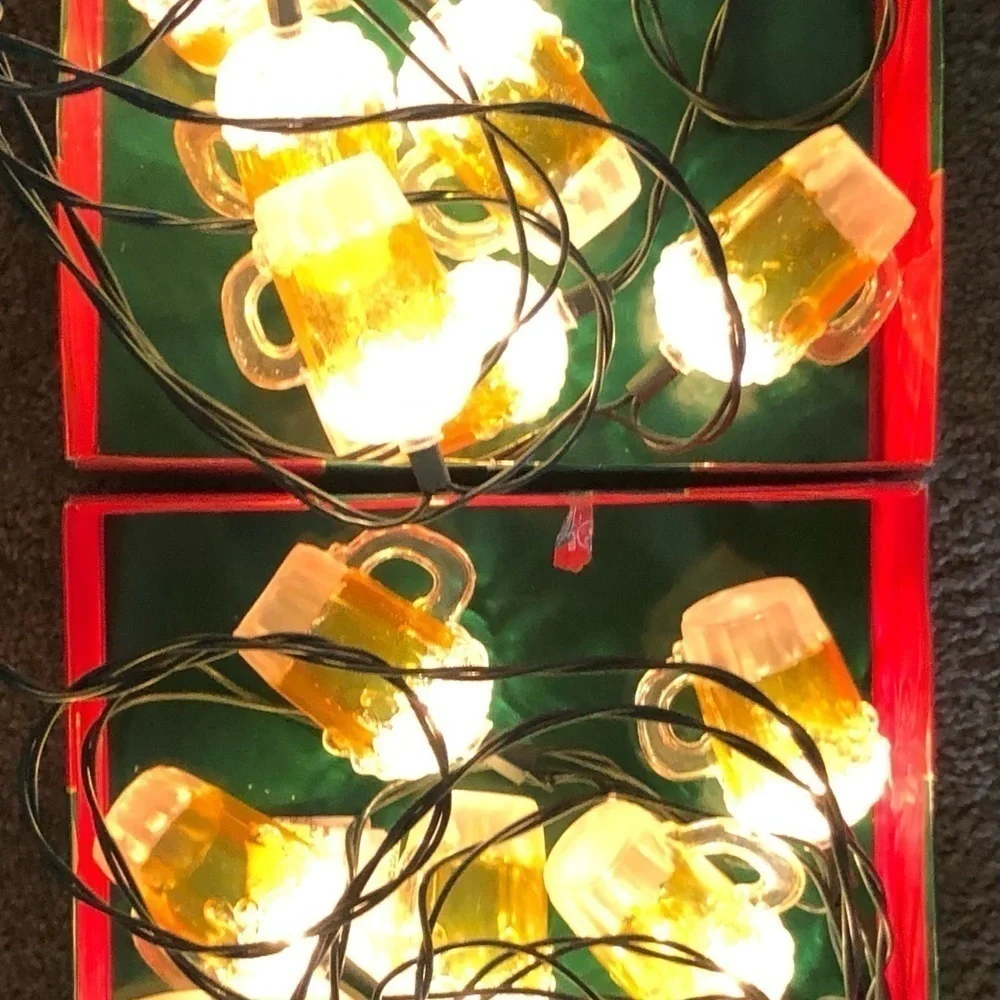 Kurt Sandler Set of 2 Novelty Frosty Beer Mugs String Light Sets 24 in All